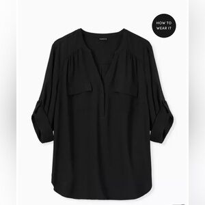 Torrid Elegant Black Blouse with Sleeve Ties